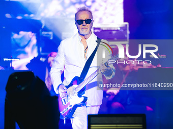 Umberto Tozzi performs live during the L'ultima Notte Rosa The Final Tour at Unipol Forum Assago in Milan, Italy, on October 5, 2024 (