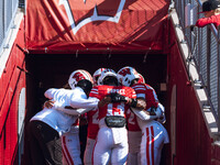 The Wisconsin Badgers prepare outside the tunnel against the Purdue Boilermakers at Camp Randall Stadium in Madison, Wisconsin, on October 5...