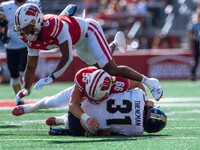 Purdue defensive back Dillon Thieneman #31 fumbles a punt against the Wisconsin Badgers at Camp Randall Stadium in Madison, Wisconsin, on Oc...