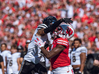 Purdue defensive back Nyland Green #2 defends Wisconsin Badgers wide receiver Quincy Burroughs #5 at Camp Randall Stadium in Madison, Wiscon...