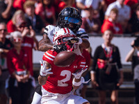 Wisconsin Badgers wide receiver Trech Kekahuna #2 catches a touchdown pass against the Purdue Boilermakers at Camp Randall Stadium in Madiso...