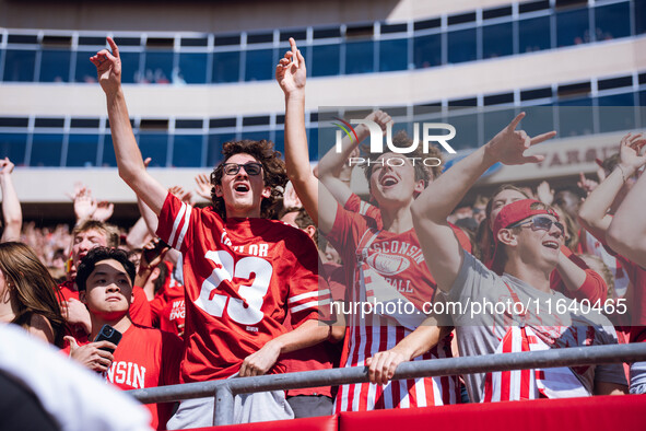 The Wisconsin Badgers play against the Purdue Boilermakers at Camp Randall Stadium in Madison, Wisconsin, on October 5, 2024. 