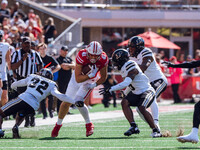 Wisconsin Badgers tight end JT Seagreaves #41 catches a pass against the Purdue Boilermakers at Camp Randall Stadium in Madison, Wisconsin,...