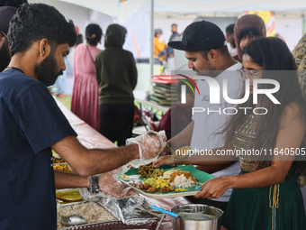 A traditional sadya meal is served during the Onam Festival in Woodbridge, Ontario, Canada, on September 07, 2024. Onam is a major annual ev...