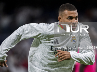 Kylian Mbappe of Real Madrid CF is seen during the La Liga EA Sports 2024/25 football match between Real Madrid CF and Villarreal CF at Esta...