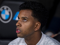 Rodrygo Silva de Goes of Real Madrid CF sits on the bench during the La Liga EA Sports 2024/25 football match between Real Madrid CF and Vil...