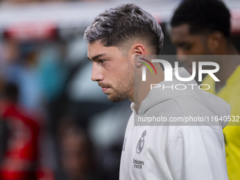 Federico Valverde of Real Madrid CF enters the field during the La Liga EA Sports 2024/25 football match between Real Madrid CF and Villarre...