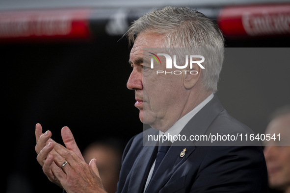 Carlo Ancelotti, head coach of Real Madrid CF, is seen during the La Liga EA Sports 2024/25 football match between Real Madrid CF and Villar...