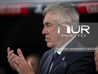 Carlo Ancelotti, head coach of Real Madrid CF, is seen during the La Liga EA Sports 2024/25 football match between Real Madrid CF and Villar...