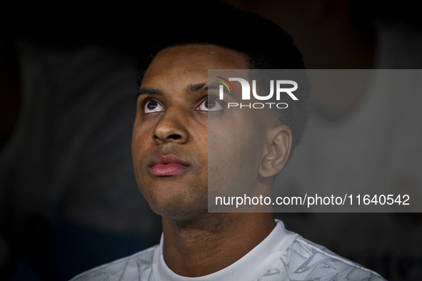 Rodrygo Silva de Goes of Real Madrid CF sits on the bench during the La Liga EA Sports 2024/25 football match between Real Madrid CF and Vil...