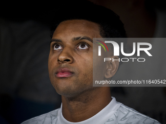 Rodrygo Silva de Goes of Real Madrid CF sits on the bench during the La Liga EA Sports 2024/25 football match between Real Madrid CF and Vil...