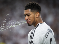 Jude Bellingham of Real Madrid CF spits water during the La Liga EA Sports 2024/25 football match between Real Madrid CF and Villarreal CF a...