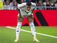 Kylian Mbappe of Real Madrid CF is seen during the La Liga EA Sports 2024/25 football match between Real Madrid CF and Villarreal CF at Esta...