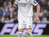 Federico Valverde of Real Madrid CF is in action with the ball during the La Liga EA Sports 2024/25 football match between Real Madrid CF an...