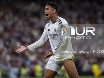 Jude Bellingham of Real Madrid CF screams during the La Liga EA Sports 2024/25 football match between Real Madrid CF and Villarreal CF at Es...