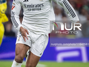 Jude Bellingham of Real Madrid CF is in action with the ball during the La Liga EA Sports 2024/25 football match between Real Madrid CF and...