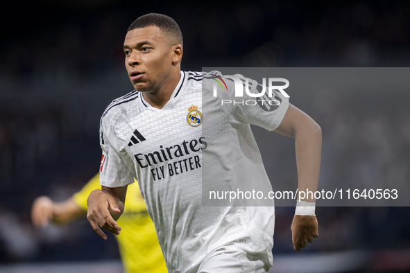 Kylian Mbappe of Real Madrid CF is seen during the La Liga EA Sports 2024/25 football match between Real Madrid CF and Villarreal CF at Esta...