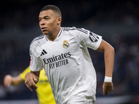 Kylian Mbappe of Real Madrid CF is seen during the La Liga EA Sports 2024/25 football match between Real Madrid CF and Villarreal CF at Esta...