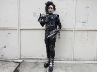 A young man dresses as the Scissorhands Man during a concert on the occasion of the 44th anniversary of the Tianguis Cultural del Chopo in M...