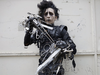 A young man dresses as the Scissorhands Man during a concert on the occasion of the 44th anniversary of the Tianguis Cultural del Chopo in M...