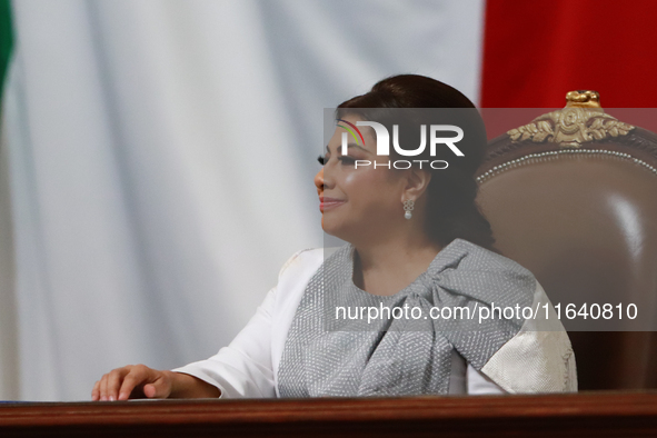 Clara Brugada Molina participates in the swearing-in ceremony as Mexico City Head of Government at the Congress of Mexico City in Mexico Cit...