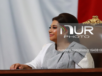 Clara Brugada Molina participates in the swearing-in ceremony as Mexico City Head of Government at the Congress of Mexico City in Mexico Cit...