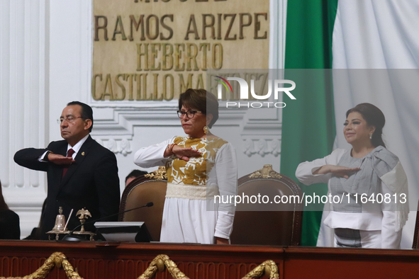 Clara Brugada Molina participates in the swearing-in ceremony as Mexico City Head of Government at the Congress of Mexico City in Mexico Cit...