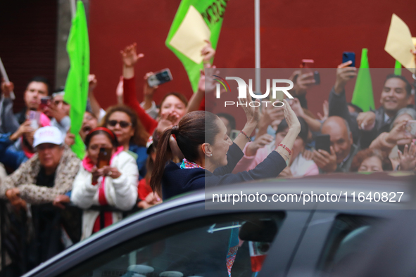 Claudia Sheinbaum Pardo, the first female President of Mexico, leaves after Clara Brugada Molina is sworn in as the new Mexico City Head of...