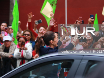 Claudia Sheinbaum Pardo, the first female President of Mexico, leaves after Clara Brugada Molina is sworn in as the new Mexico City Head of...