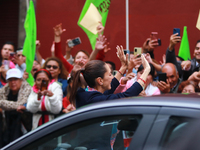 Claudia Sheinbaum Pardo, the first female President of Mexico, leaves after Clara Brugada Molina is sworn in as the new Mexico City Head of...