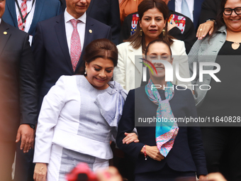 First female President of Mexico, Claudia Sheinbaum Pardo, and incoming Mexico City Head of Government, Clara Brugada Molina, leave after th...