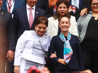 First female President of Mexico, Claudia Sheinbaum Pardo, and incoming Mexico City Head of Government, Clara Brugada Molina, leave after th...