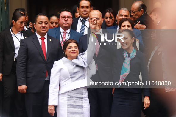 First female President of Mexico, Claudia Sheinbaum Pardo, and incoming Mexico City Head of Government, Clara Brugada Molina, leave after th...