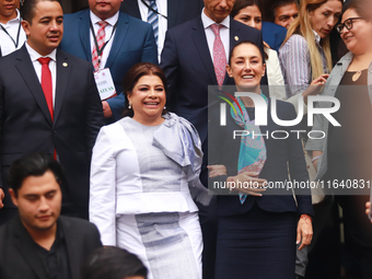 First female President of Mexico, Claudia Sheinbaum Pardo, and incoming Mexico City Head of Government, Clara Brugada Molina, leave after th...