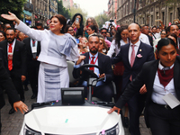 Incoming Mexico City Chief of Government Clara Brugada Molina takes a tour in gratitude to the Mexicans after receiving the baton of command...