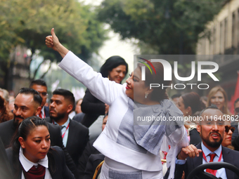 Incoming Mexico City Chief of Government Clara Brugada Molina takes a tour in gratitude to the Mexicans after receiving the baton of command...