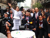 Incoming Mexico City Chief of Government Clara Brugada Molina takes a tour in gratitude to the Mexicans after receiving the baton of command...