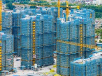 A real estate project is under construction in Huai'an District, Huai'an City, Jiangsu Province, China, on October 5, 2024. (