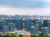 A real estate project is under construction in Huai'an District, Huai'an City, Jiangsu Province, China, on October 5, 2024. (