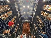 Visitors visit Zhongshuge Bookstore, the first bookstore to open in Tianjin, China, on September 30, 2024. (