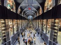 Visitors visit Zhongshuge Bookstore, the first bookstore to open in Tianjin, China, on September 30, 2024. (