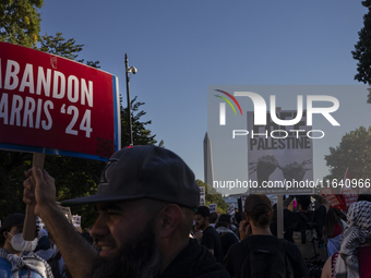 Hundreds gather during a pro-Palestinian rally as part of an international day of action near the White House in Washington DC, USA, on Octo...