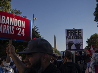 Hundreds gather during a pro-Palestinian rally as part of an international day of action near the White House in Washington DC, USA, on Octo...