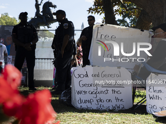 Hundreds gather during a pro-Palestinian rally as part of an international day of action near the White House in Washington DC, USA, on Octo...