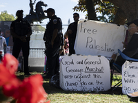 Hundreds gather during a pro-Palestinian rally as part of an international day of action near the White House in Washington DC, USA, on Octo...