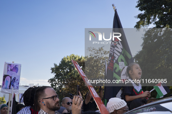 Hundreds gather during a pro-Palestinian rally as part of an international day of action near the White House in Washington DC, USA, on Octo...