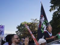 Hundreds gather during a pro-Palestinian rally as part of an international day of action near the White House in Washington DC, USA, on Octo...