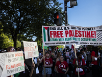 Hundreds gather during a pro-Palestinian rally as part of an international day of action near the White House in Washington DC, USA, on Octo...