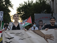 Hundreds gather during a pro-Palestinian rally as part of an international day of action near the White House in Washington DC, USA, on Octo...