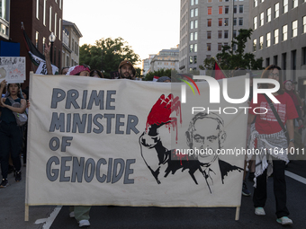 Hundreds gather during a pro-Palestinian rally as part of an international day of action near the White House in Washington DC, USA, on Octo...